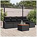 Set Divano da Giardino 6 Pezzi con Cuscini Nero Polyrattan Acacia - Foto miniatura 2