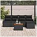 Set Divano da Giardino 6 Pezzi con Cuscini Nero Polyrattan Acacia - Foto miniatura 3