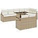 Set di divani da giardino in 9 pezzi con cuscini beige in rattan sintetico - Foto miniatura 1