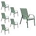 Set Di 6 Sedie Marbella In Textilene Verde Salvia - Alluminio Verde Salvia - Foto miniatura 1