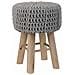 Sgabello Grigio In Cotone Intrecciato E Legno 32x32x44h - Foto miniatura 1