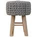 Sgabello Grigio In Cotone Intrecciato E Legno 32x32x44h - Foto miniatura 3