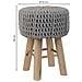 Sgabello Grigio In Cotone Intrecciato E Legno 32x32x44h - Foto miniatura 4