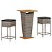 Set Bar da Giardino 3pz con Cuscini Grigio in Polyrattan - Foto miniatura 1