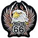 Badge Termoadesiva Patch Tessuto Route 66 Toppa Falco Nero Moto Gilet Giacca - Foto miniatura 1