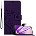 Custodia Compatibile Con Samsung Galaxy S21 In Lilla Scuro Fiore - Coperchio Protettivo In Design Floreale Con Chiusura Magnetica, Funzione Stand E Slot Per Carte - Foto miniatura 1