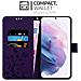 Custodia Compatibile Con Samsung Galaxy S21 In Lilla Scuro Fiore - Coperchio Protettivo In Design Floreale Con Chiusura Magnetica, Funzione Stand E Slot Per Carte - Foto miniatura 3