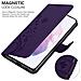 Custodia Compatibile Con Samsung Galaxy S21 In Lilla Scuro Fiore - Coperchio Protettivo In Design Floreale Con Chiusura Magnetica, Funzione Stand E Slot Per Carte - Foto miniatura 5