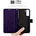 Custodia Compatibile Con Samsung Galaxy S21 In Lilla Scuro Fiore - Coperchio Protettivo In Design Floreale Con Chiusura Magnetica, Funzione Stand E Slot Per Carte - Foto miniatura 6