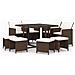 Set Da Pranzo Per Giardino 9 Pz Con Cuscini Polyrattan Marrone - Foto miniatura 1