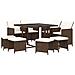 Set Da Pranzo Per Giardino 9 Pz Con Cuscini Polyrattan Marrone - Foto miniatura 2