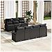 Set di divani da giardino  8 pezzi con cuscini in polyrattan nero, Divano da giardino  2 posti con spazio di archiviazione e cuscini in polyrattan nero - Foto miniatura 2
