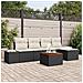 Set Divano da Giardino 6 Pezzi con Cuscini Nero Polyrattan Acacia - Foto miniatura 2