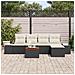 Set Divano da Giardino 6 Pezzi con Cuscini Nero Polyrattan Acacia - Foto miniatura 3
