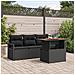Set Divano da Giardino 5 Pezzi con Cuscini Polyrattan Nero Acacia, Divano da Giardino 2 Posti con Cuscini Polyrattan Nero - Foto miniatura 2