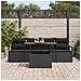 Set Divano da Giardino 5 Pezzi con Cuscini Polyrattan Nero Acacia, Divano da Giardino 2 Posti con Cuscini Polyrattan Nero - Foto miniatura 3