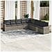 Set Divano da Giardino 9 pz con Cuscini Grigio in Polyrattan - Foto miniatura 2