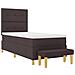 Letto Box Spring con Materasso e Panchina Marrone Scuro 100x200 cm Tessuto - Foto miniatura 8
