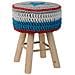 Sgabello In Cotone Intrecciato E Legno Blu 32x32x44h - Foto miniatura 1