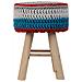 Sgabello In Cotone Intrecciato E Legno Blu 32x32x44h - Foto miniatura 3