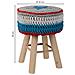 Sgabello In Cotone Intrecciato E Legno Blu 32x32x44h - Foto miniatura 4