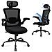 Sedia Da Ufficio - Sedia Ergonomica Con Poggiatesta, Supporto Lombare, Braccioli Ripiegabili E Funzione Dondolo 140°, Colore Nero - Foto miniatura 1