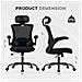 Sedia Da Ufficio - Sedia Ergonomica Con Poggiatesta, Supporto Lombare, Braccioli Ripiegabili E Funzione Dondolo 140°, Colore Nero - Foto miniatura 2