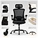 Sedia Da Ufficio - Sedia Ergonomica Con Poggiatesta, Supporto Lombare, Braccioli Ripiegabili E Funzione Dondolo 140°, Colore Nero - Foto miniatura 4