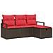 Set Divano da Giardino con cuscino 4 pcs Marrone polyrattan - Foto miniatura 1