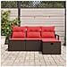 Set Divano da Giardino con cuscino 4 pcs Marrone polyrattan - Foto miniatura 3