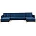 Divano A U Aberdeen Blu Marino Velluto Reversibile - Foto miniatura 1