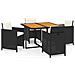 Set Da Pranzo Per Giardino 5 Pz Con Cuscini In Polyrattan Nero - Foto miniatura 1