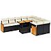 Set Divani Da Giardino 10pz Con Cuscini In Polyrattan Nero - Foto miniatura 1