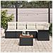 Set Divano da Giardino 6 Pezzi con Cuscini Nero Polyrattan Acacia - Foto miniatura 3