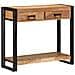 vitaXL Tavolino Consolle Nero 90x33x75 cm Legno massello di acacia e Metallo - Foto miniatura 3