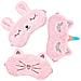 Set Di 3 Mascherine Per Dormire In Peluche - Design Coniglio, Unicorno E Gatto Per Uso Domestico Pink - Foto miniatura 1
