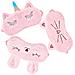 Set Di 3 Mascherine Per Dormire In Peluche - Design Coniglio, Unicorno E Gatto Per Uso Domestico Pink - Foto miniatura 2