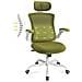 Sedia Ergonomica Per Ufficio - Sedia Da Scrivania In Rete Con Poggiatesta, Supporto Lombare, Braccioli Ribaltabili E Funzione Dondolo 140°, Verde - Foto miniatura 1