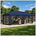 Copertura Gazebo con Pareti Laterali 6 x 3 m Blu Poliestere 190 - Foto miniatura 2