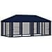 Copertura Gazebo con Pareti Laterali 6 x 3 m Blu Poliestere 190 - Foto miniatura 3