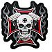 Toppa Tessuto Termoadesiva Croce Teschio Motore Moto Ricamo Rosso Patch Badge - Foto miniatura 1