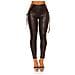 High Waist Wetlook Leggings Con Lacci Decorativi Nero M-l - Foto miniatura 1