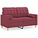 Divano A 2 Posti Con Cuscini Rosso Vino 120 Cm In Tessuto - Foto miniatura 1