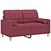 Divano A 2 Posti Con Cuscini Rosso Vino 120 Cm In Tessuto - Foto miniatura 6