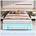 Letto A Doghe In Metallo 140x200cm, Con Luce Led E Cassetti, Senza Testata, Per Camere Da Letto, Pelle Pu, Beige, Senza Materasso - Foto miniatura 3