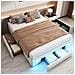 Letto A Doghe In Metallo 140x200cm, Con Luce Led E Cassetti, Senza Testata, Per Camere Da Letto, Pelle Pu, Beige, Senza Materasso - Foto miniatura 1