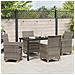 Set da Pranzo per Giardino 5 pcs Grigio polyrattan - Foto miniatura 4