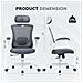 Sedia Da Ufficio - Sedia Ergonomica Con Poggiatesta, Supporto Lombare, Braccioli Ripiegabili E Funzione Dondolo 140°, Colore Grigio - Foto miniatura 2