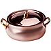 Casseruola Bassa Rame Liscio Stagnato A Mano Bombata Con Due Maniglie Ottone E Coperchio - Diametro Cm 24 - Altezza Cm 9,5-capacità Lt 4 - Foto miniatura 1