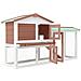 Conigliera per Esterni Grande Marrone Bianca 145x45x84 cm Legno - Foto miniatura 4